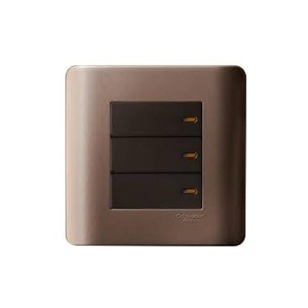 ZENCELO BELL PRESS SWITCH 3GANG 1WAY SILVER BRONZE