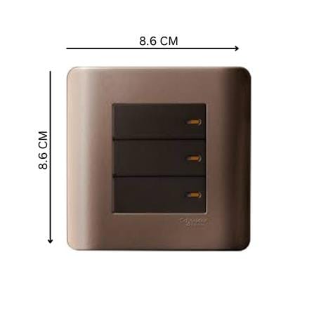 ZENCELO BELL PRESS SWITCH 3GANG 1WAY SILVER BRONZE