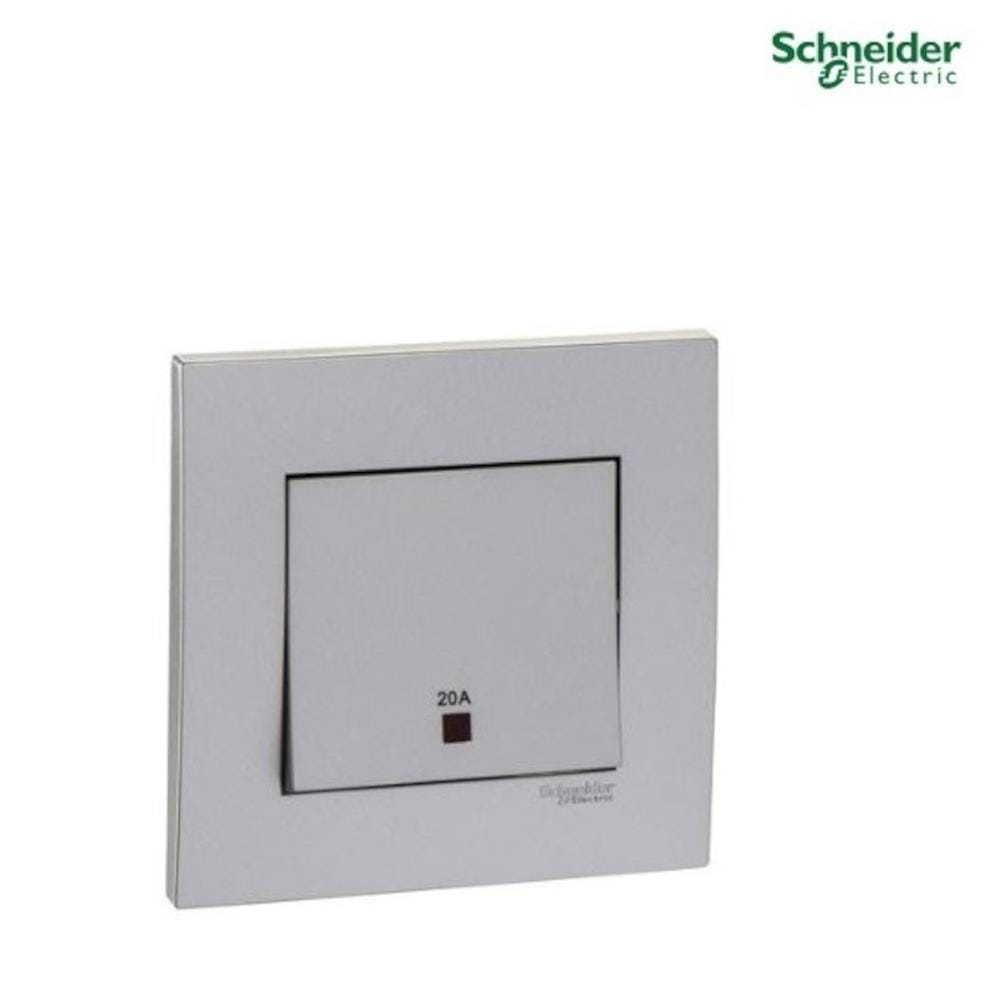 SCHNEIDER VIVACE 20A 250V 1GANG DOUBLE POLE SWITCH KB31D20NE_G11 ALUMINIUM SILVER