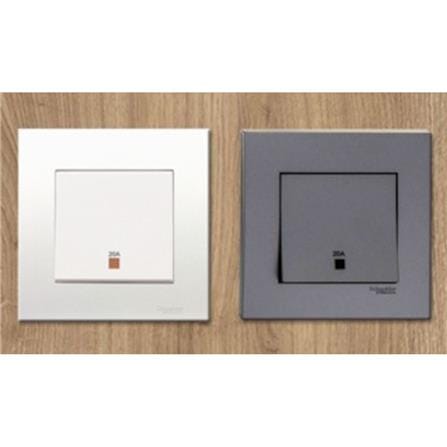 SCHNEIDER VIVACE 20A 250V 1GANG DOUBLE POLE SWITCH KB31D20NE_G11 ALUMINIUM SILVER