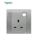 SCHNEIDER VIVACE 13A 250V 1GANG SWITCHED SOCKET (SINGLE SOCKETS)  KB15_G11 ALUMINIUM SILVER