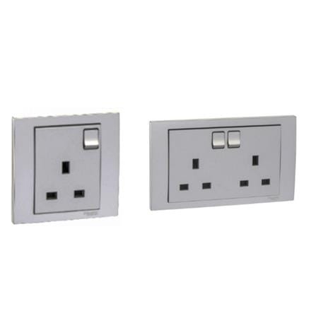 SCHNEIDER VIVACE 13A 250V 1GANG SWITCHED SOCKET (SINGLE SOCKETS)  KB15_G11 ALUMINIUM SILVER