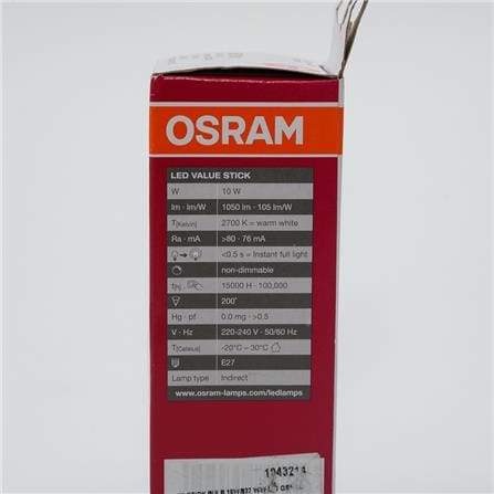 OSRAM LED BULB E27 LSTICK10W/827E27 WARM WHITE 10W