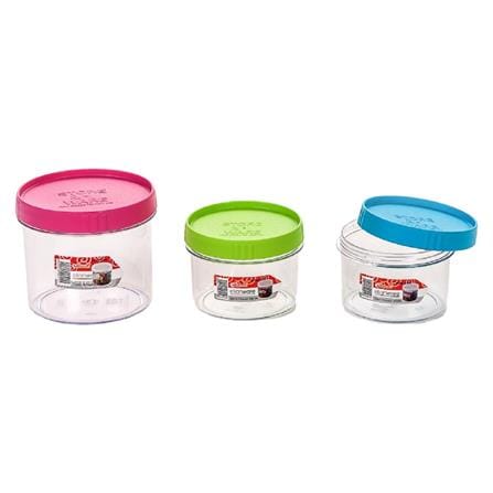 CANISTER ELIANWARE ROUND CONTAINER  1000ml E-417/AVR coral pink/peach