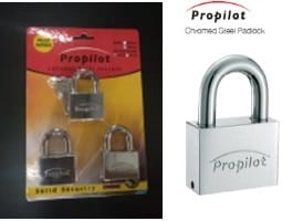 PROPILOT KEYED ALIKE PADLOCK SET PCL50MM CHROME 3 EACH