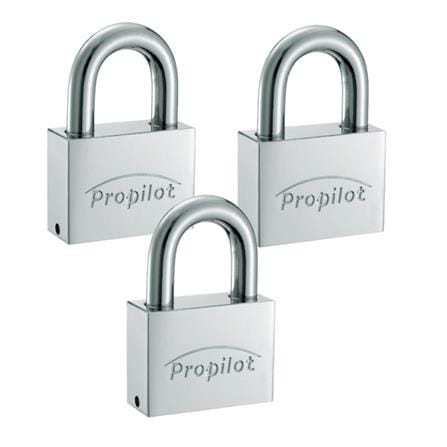 PROPILOT KEYED ALIKE PADLOCK SET PCL50MM CHROME 3 EACH