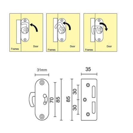 AVIO 90 DEGREE SLIDING DOOR LOCK K09N