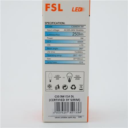 LED CANDLE BULB 3W E14 DL CDL3WE14DL FSL