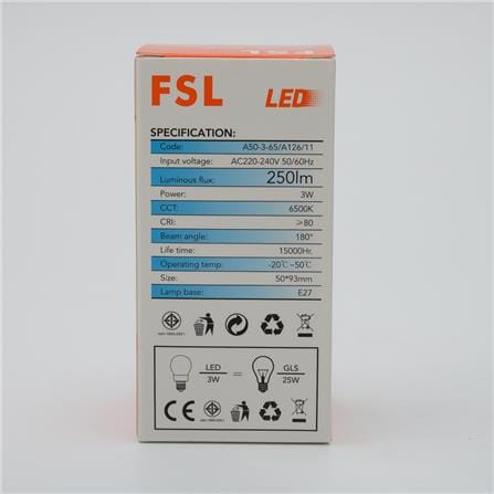 LED BULB 3W E27 DL GLS3W_E27DL FSL