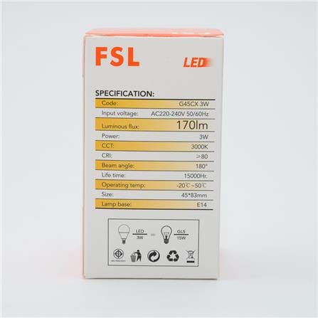 FSL LED PINGPONG BULB 3W E14  PP3W_E14WW WARM WHITE