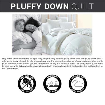 JEAN PERRY PLUFFY DOWN QUILT QUEEN SIZE WHITE