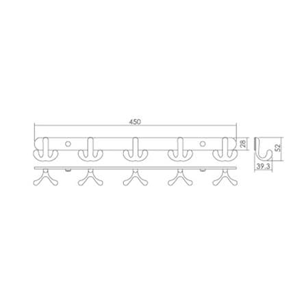 CABANA TOWEL HOOK 5 HOOKS CB801-5 W45.2XD3XH5 CM SILVER