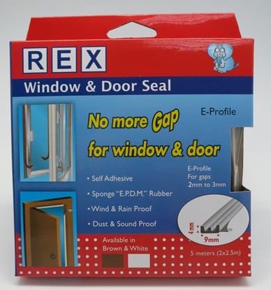 REX E-PROFILE DOOR SEAL 5 METER WHITE