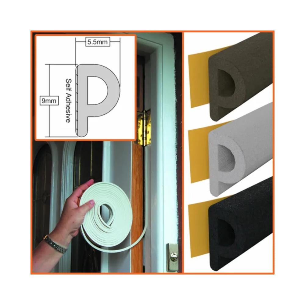 REX P-PROFILE DOOR GAP SEAL 5 METER BROWN