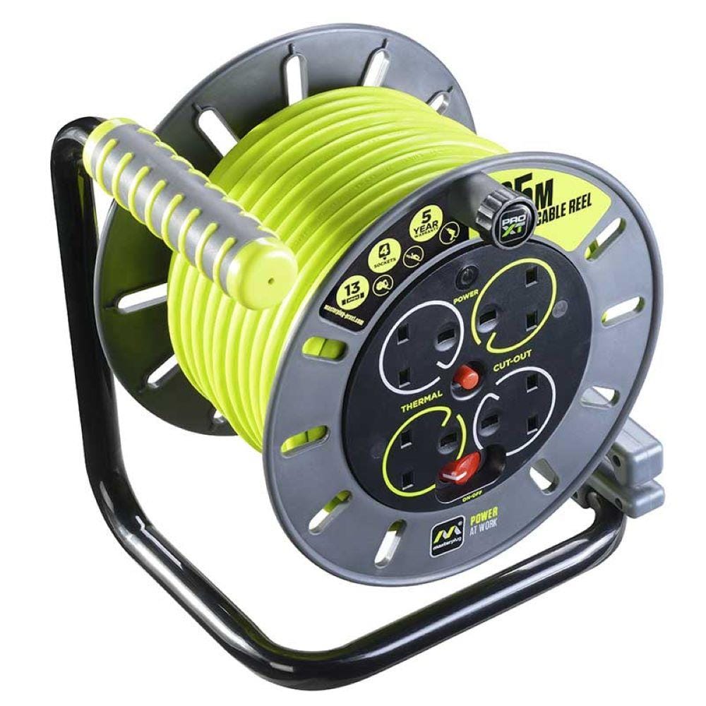 MASTERPLUG CABLE REEL HEAVY DUTY 4W15 15134SL W20XD17.2XH22 CM GREEN