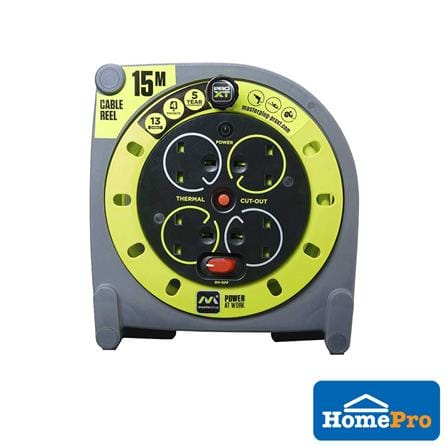 MASTERPLUG CABLE REEL HEAVY DUTY 4W15 15134SL W20XD17.2XH22 CM GREEN