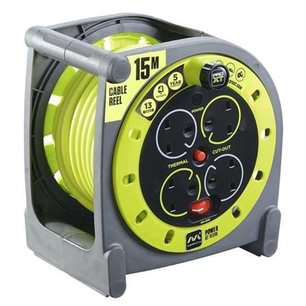 MASTERPLUG CABLE REEL HEAVY DUTY 4W15 15134SL W20XD17.2XH22 CM GREEN