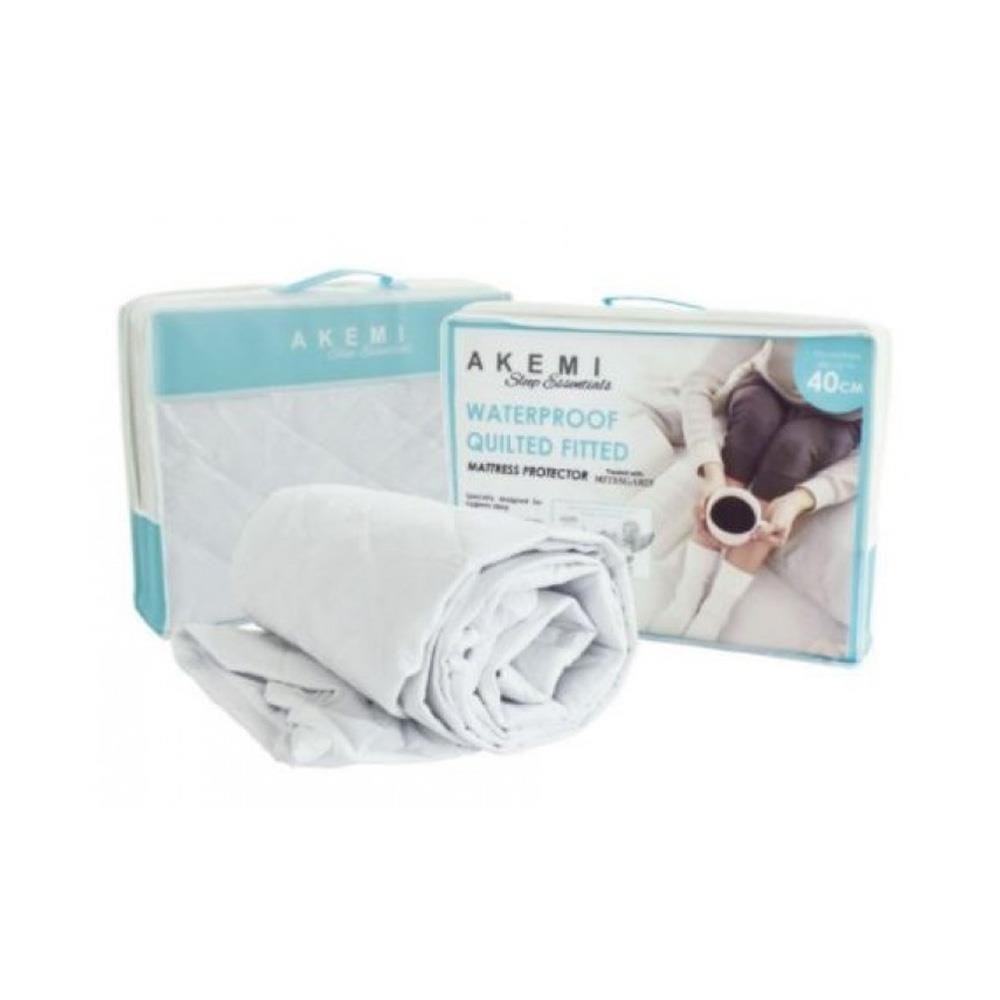 AKEMI WATERPROOF MATTRESS PROTECTOR SLEEP ESSENTIAL QUEEN WHITE