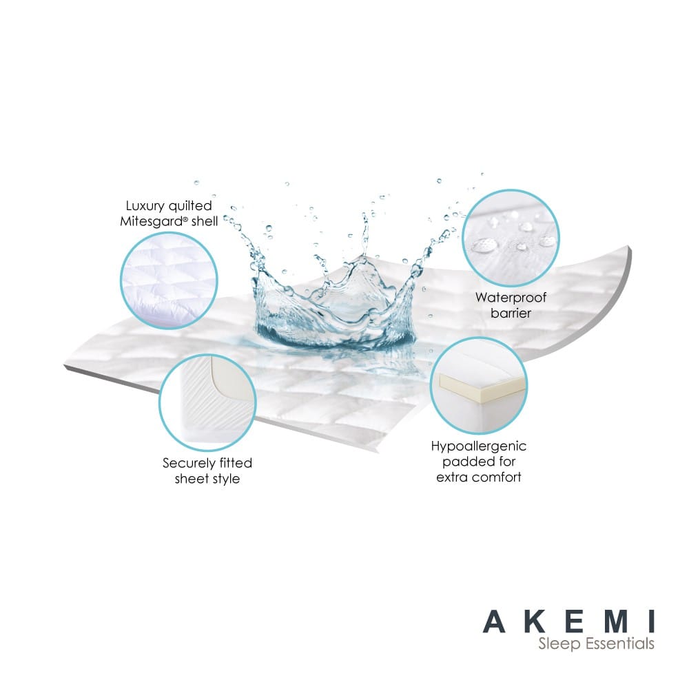AKEMI WATERPROOF MATTRESS PROTECTOR SLEEP ESSENTIAL QUEEN WHITE