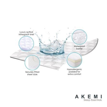 AKEMI WATERPROOF MATTRESS PROTECTOR SLEEP ESSENTIAL QUEEN WHITE