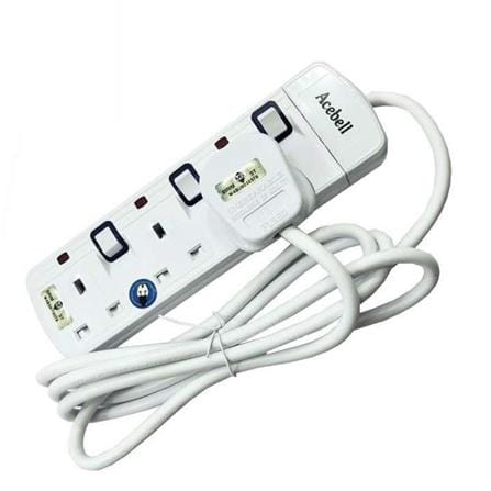 ACEBELL TRAILING SOCKET 3 GANG 2 METERS WHITE