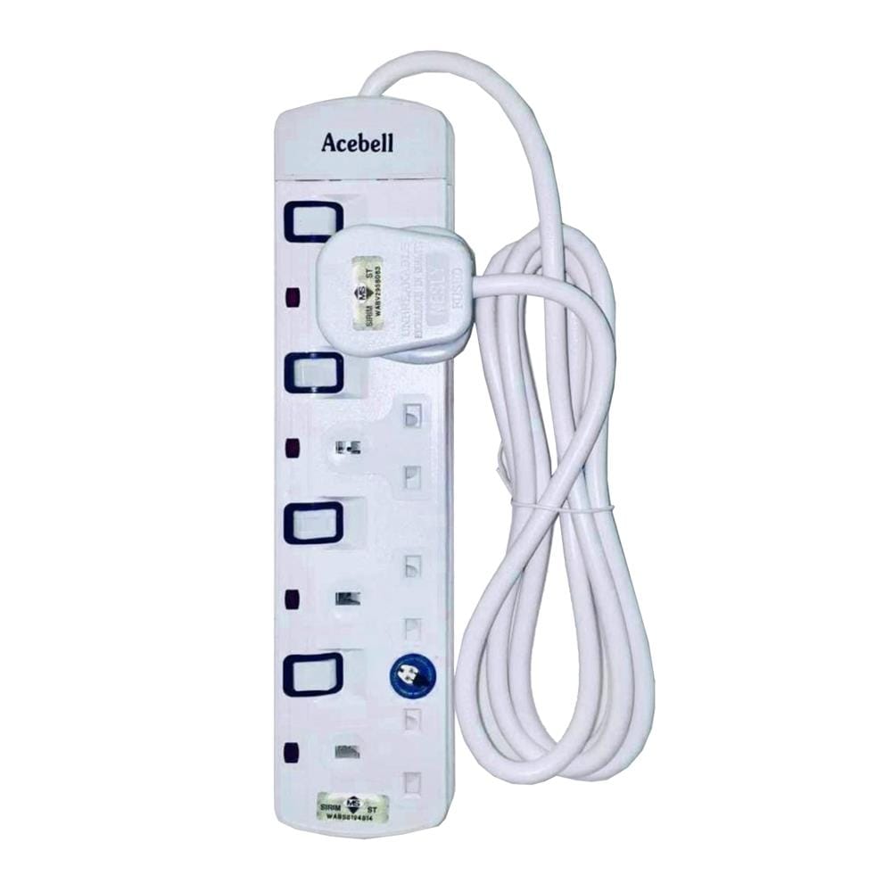 ACEBELL TRAILING SOCKET 4 GANG 2 METERS WHITE