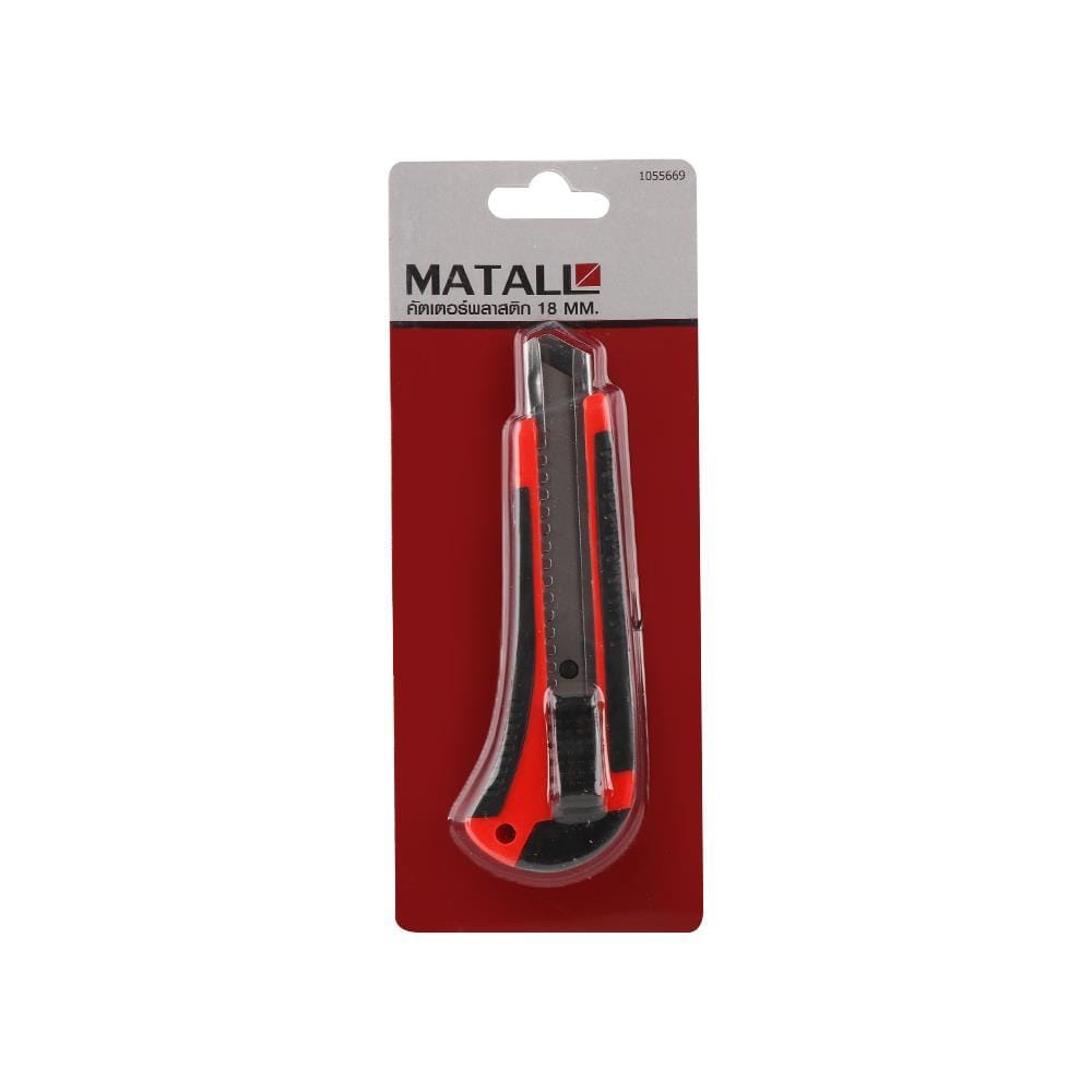 RETRACTABLE UTILITY KNIFE WITH PLASTIC HANDLE MATALL 18MM