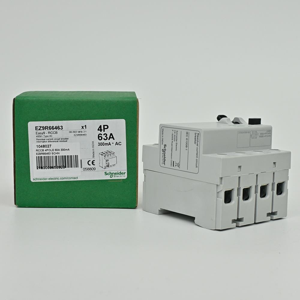 SCHNEIDER RESIDUAL CURRENT CIRCUIT BREAKER 4 POLE 63A 300mA AC TYPE EZ9R66463