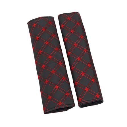 XTEAM SEAT BELT PROTECTOR BLACK/RED (LEATHER)