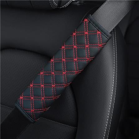 XTEAM SEAT BELT PROTECTOR BLACK/RED (LEATHER)