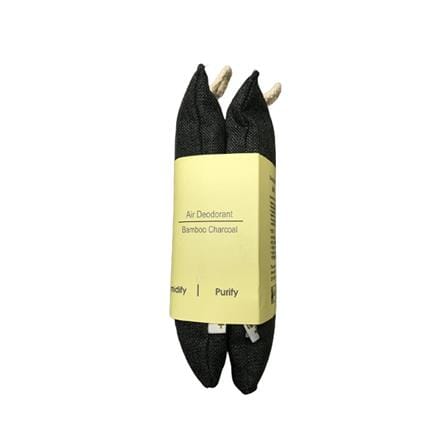 HOME+ BAMMBOO CHARCOAL SACHET WITH STRING 80G X 2 DARK GREY