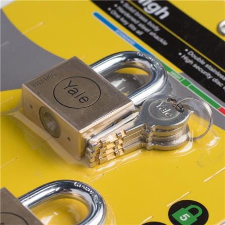 YALE 45MM KEYED ALIKE PADLOCK BD45P3 3EA/PACK BRASS