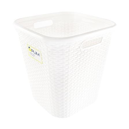CLOTH BASKET TALL SQUARE 5989 PLIM WHITE