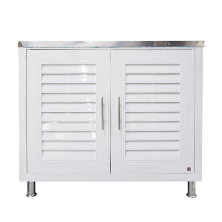 KING BASE CABINET STAINLESS STEEL TOP LOUV WHITE