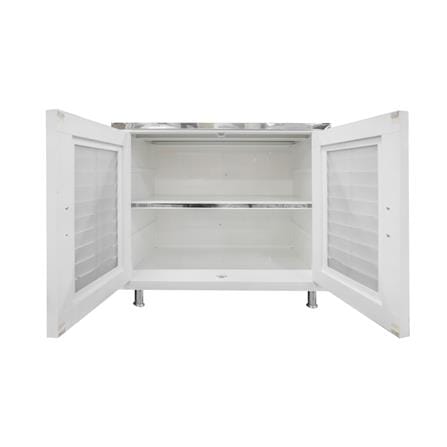 KING BASE CABINET STAINLESS STEEL TOP LOUV WHITE