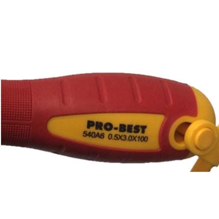 PROBEST VDE SCREWDRIVERS, SLOTTED 0.5X 4"  (RED-YELLOW)