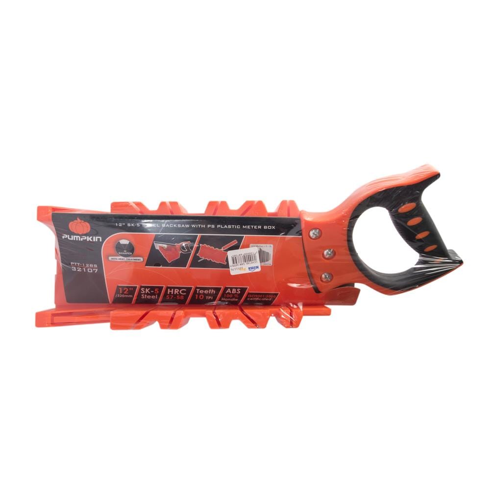 BACK SAW WITH MITER BOX PUMPKIN 12&rdquo;