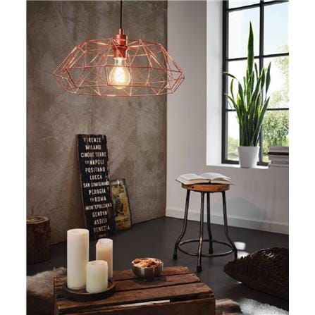 EGLO CHANDELIER 49488 CARLTON 2 STEEL COPPER