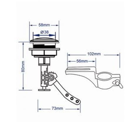 FLUSH MASTER TOILET HANDLE FM421 38MM TOP PUSH BUTTON