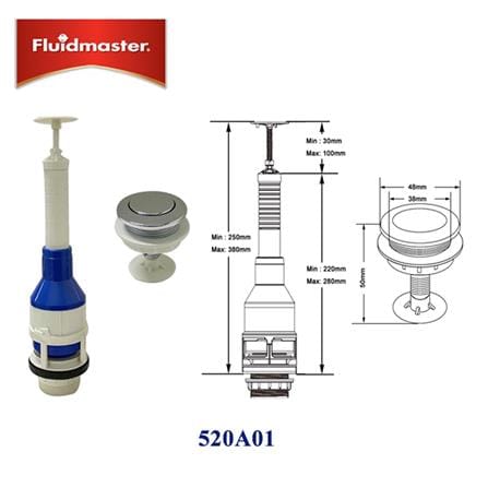FLUSHMASTER WATER OUTLET 520 55MM TOPPUSH FLUSH VALVE