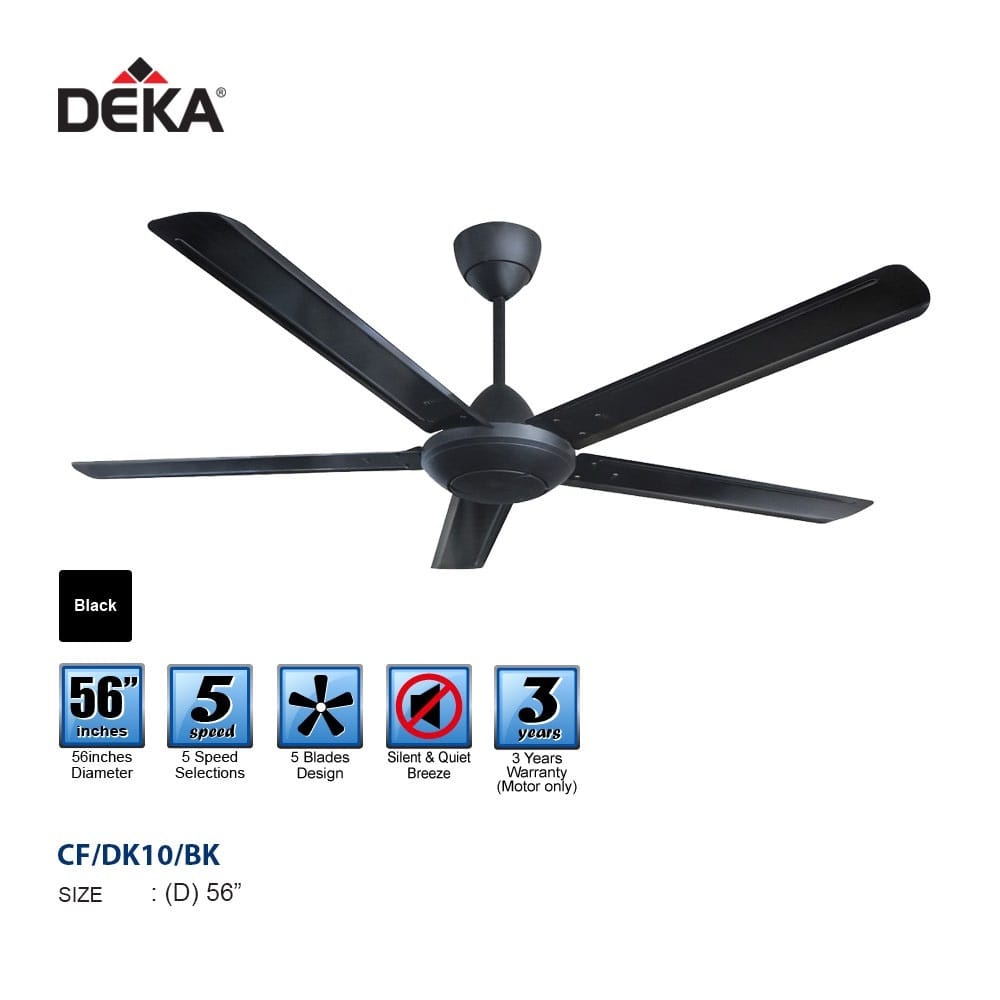 DEKA CEILING FAN DK10 MATTE BLACK 56"