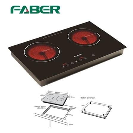 FABER CERAMIC HOB FCH 3C/69 BK 3000WATT 2BURNER 69CM