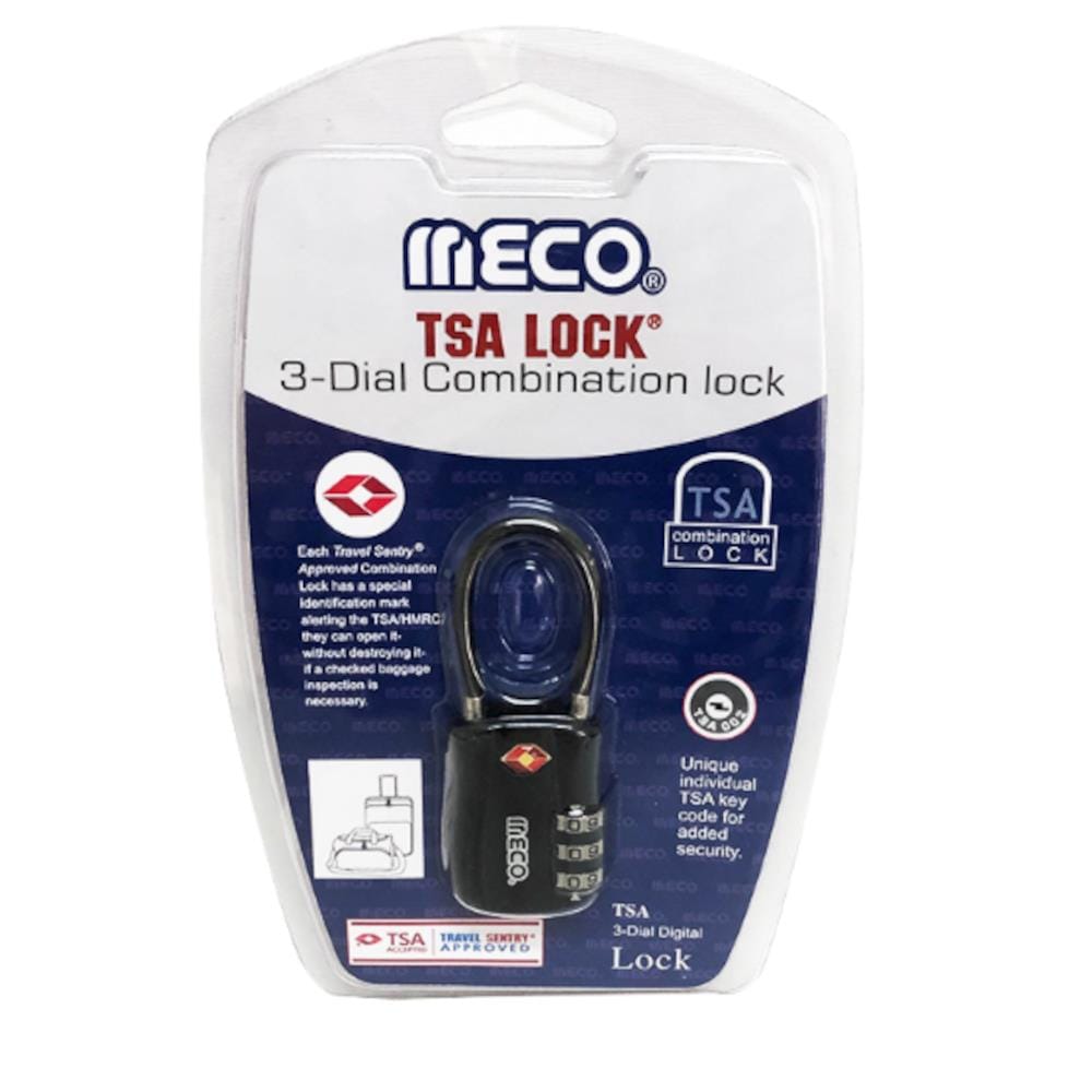 MECO TSA 3-DIGIT DIAL LUGGAGE PADLOCK M572B BLACK
