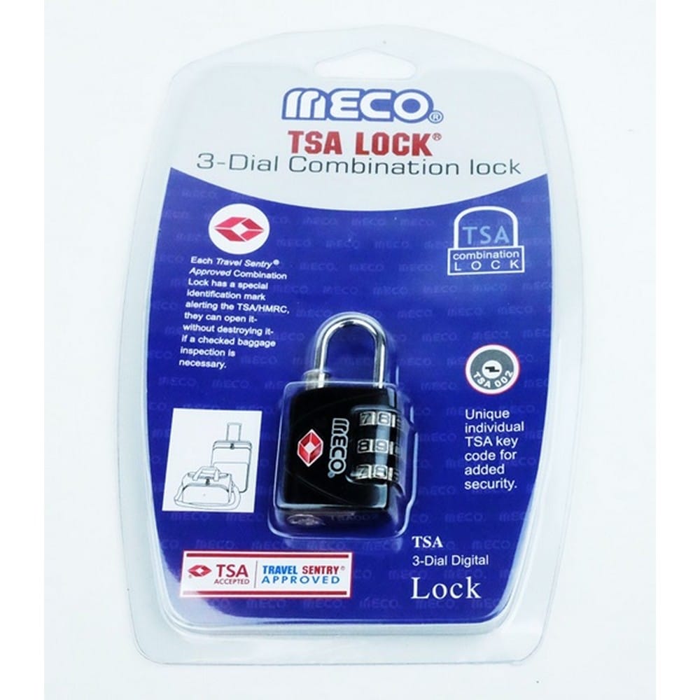 MECO TSA 3-DIGIT DIAL LUGGAGE PADLOCK M533B BLACK