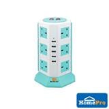 ENCO EXTENSION TOWER 12GANG 5 USB 2M 5U12KBU BLUE
