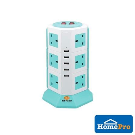 ENCO EXTENSION TOWER 12GANG 5 USB 2M 5U12KBU BLUE