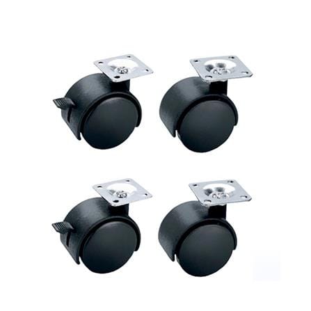 AVIO TWIN WHEEL CASTER + STOPPER 40MM 4PCS EACH BLACK