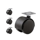 AVIO TWIN WHEEL CASTER FLAT P50MM 4PCS EACH BLACK