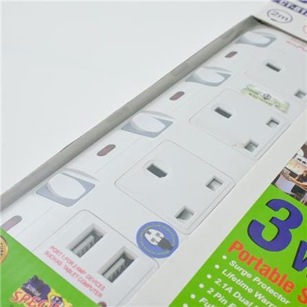 CENTO 3G2M+2USB W/NEON&SURGE CT813NS2USB