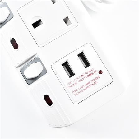 POWER STRIP 5-space 2M CT-815NS2USB CENTO
